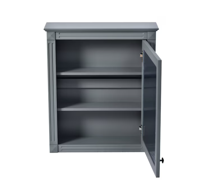 24-in x 27-in Surface Mount Grey Mirrored Rectangle Soft Close Medicine Cabinet