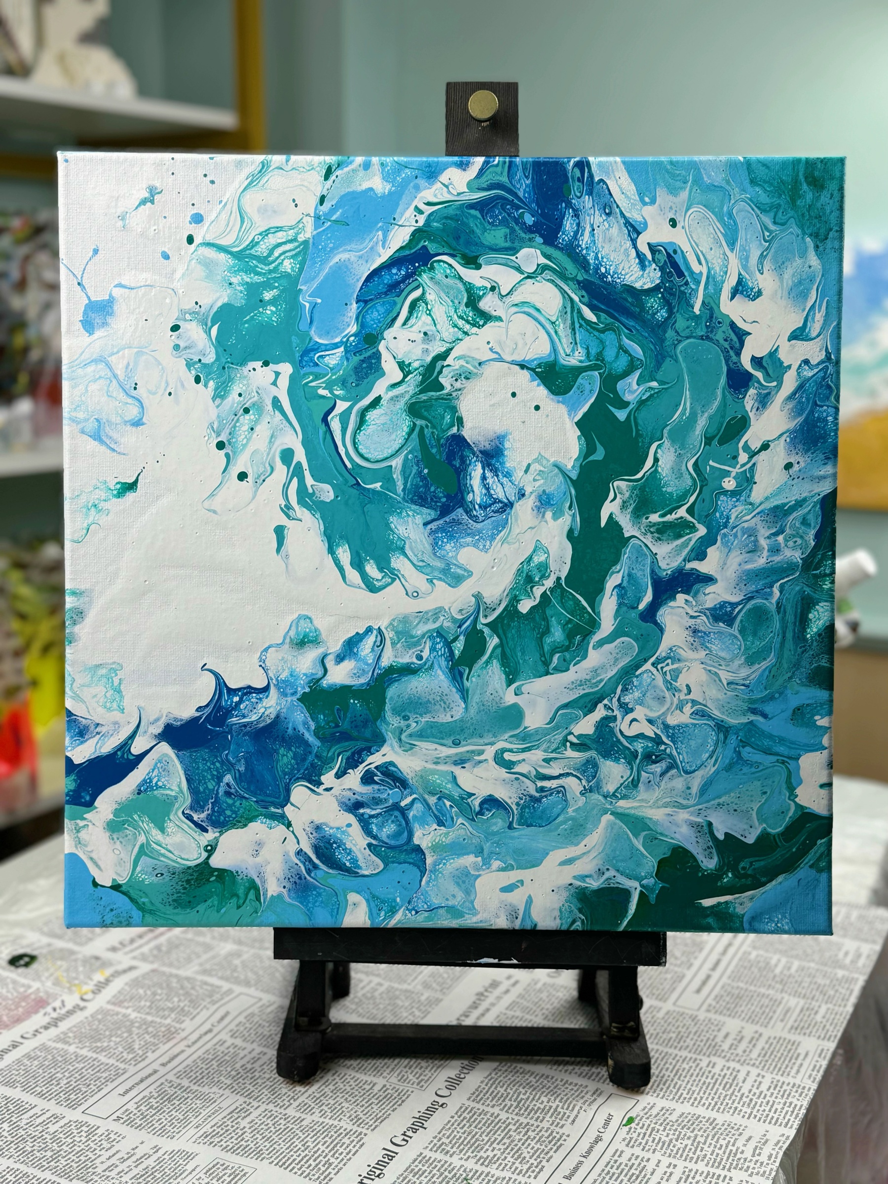 Ocean Waves by Siviqua – Original Pour Painting