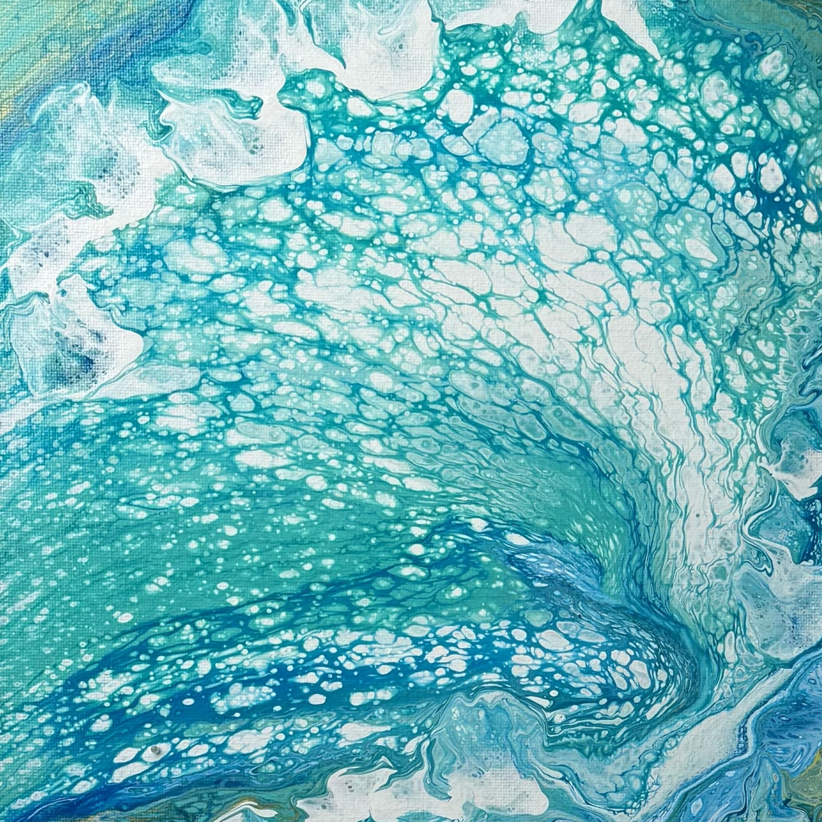Hand-Painted Pour Painting - Seaside Waves by Siviqua