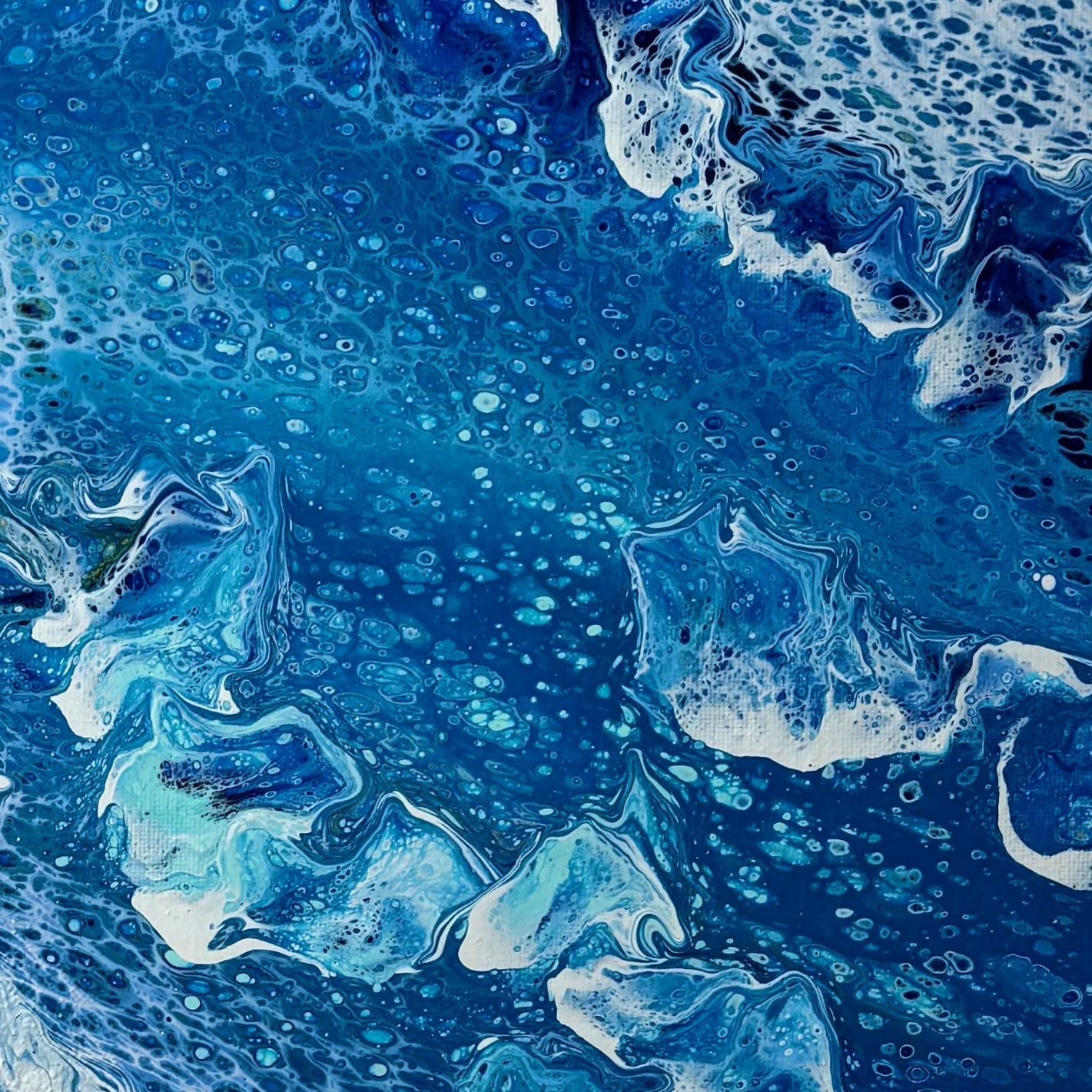 Hand-Painted Pour Painting - Ocean Shoreline by Siviqua