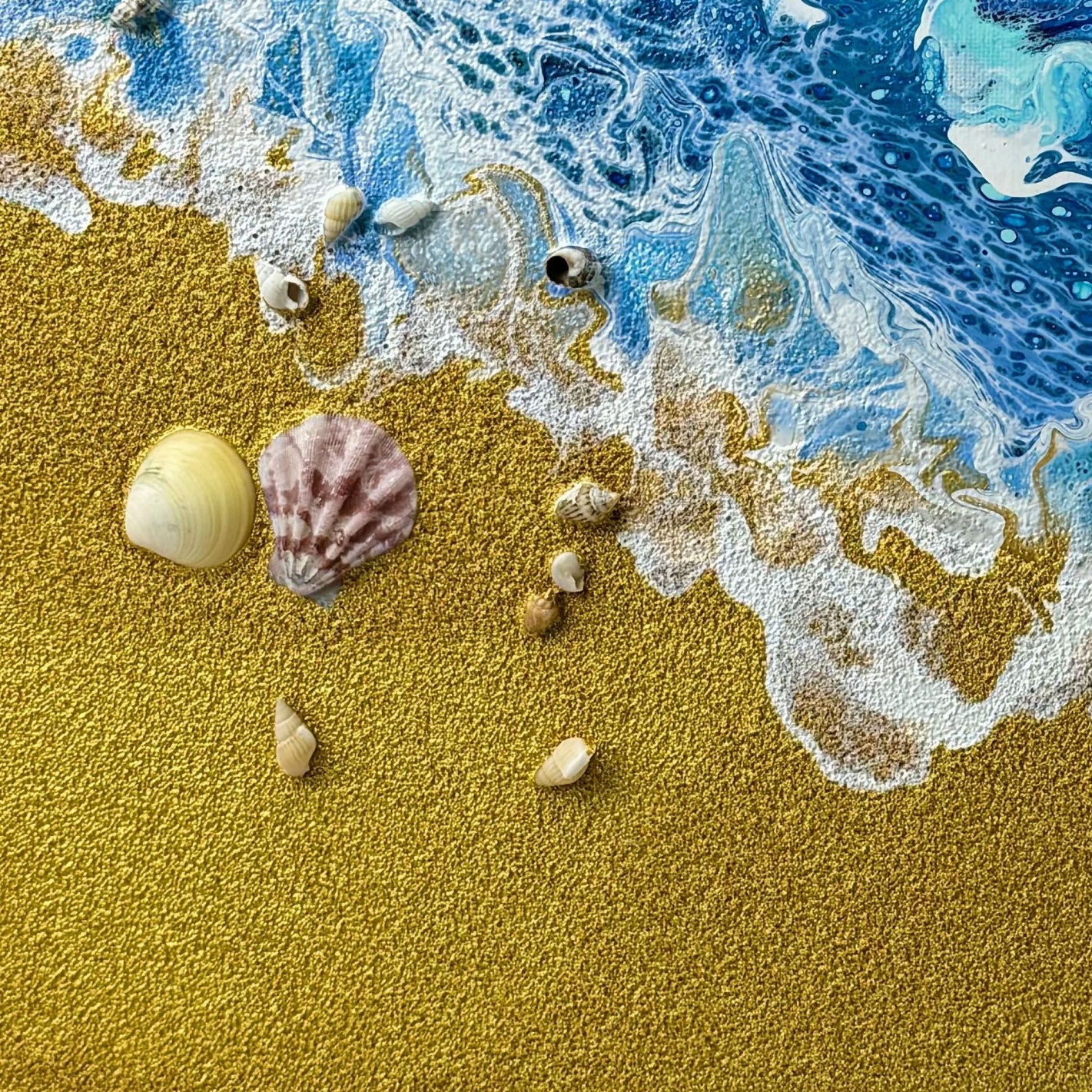 Hand-Painted Pour Painting - Ocean Shoreline by Siviqua