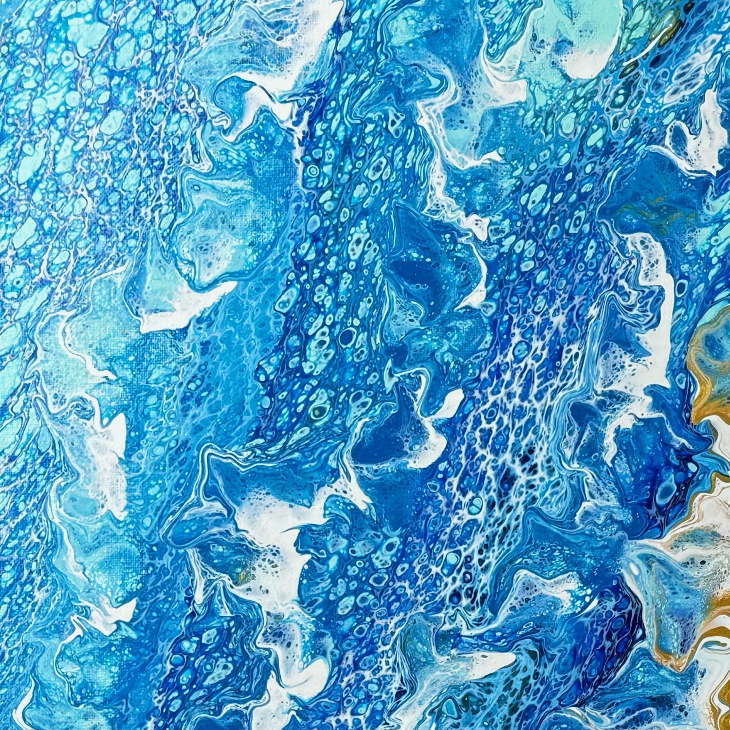 Hand-Painted Pour Painting - Coastal Waves by Siviqua
