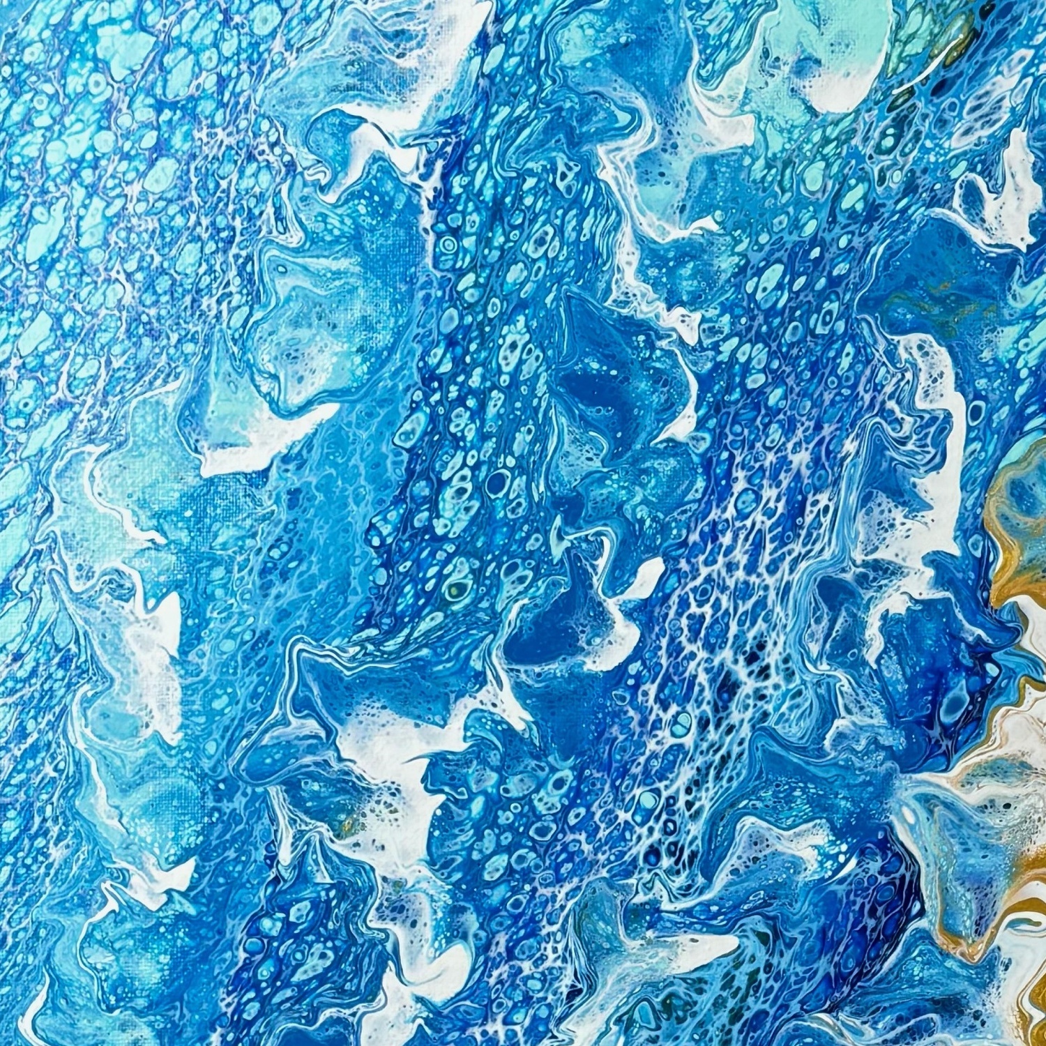 Hand-Painted Pour Painting - Coastal Waves by Siviqua