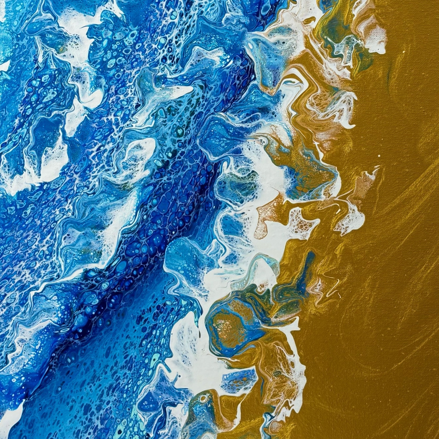 Hand-Painted Pour Painting - Coastal Waves by Siviqua
