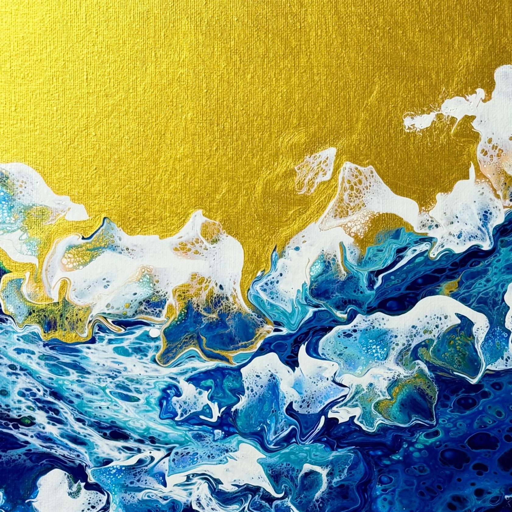 Hand-Painted Pour Painting - Golden Horizon by Siviqua