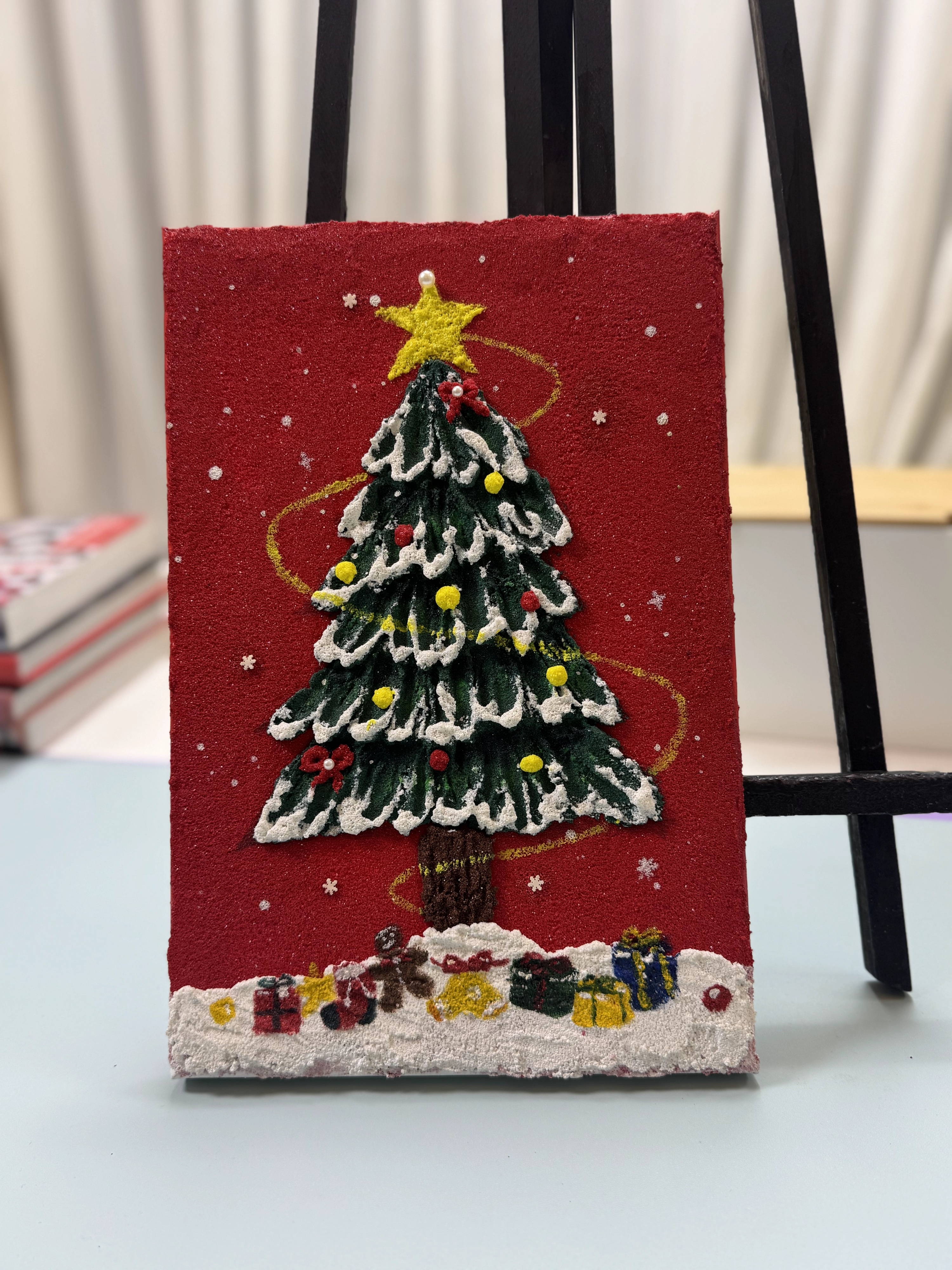 Christmas Tree 3D Textured Art” | Handmade Christmas Decor Painting