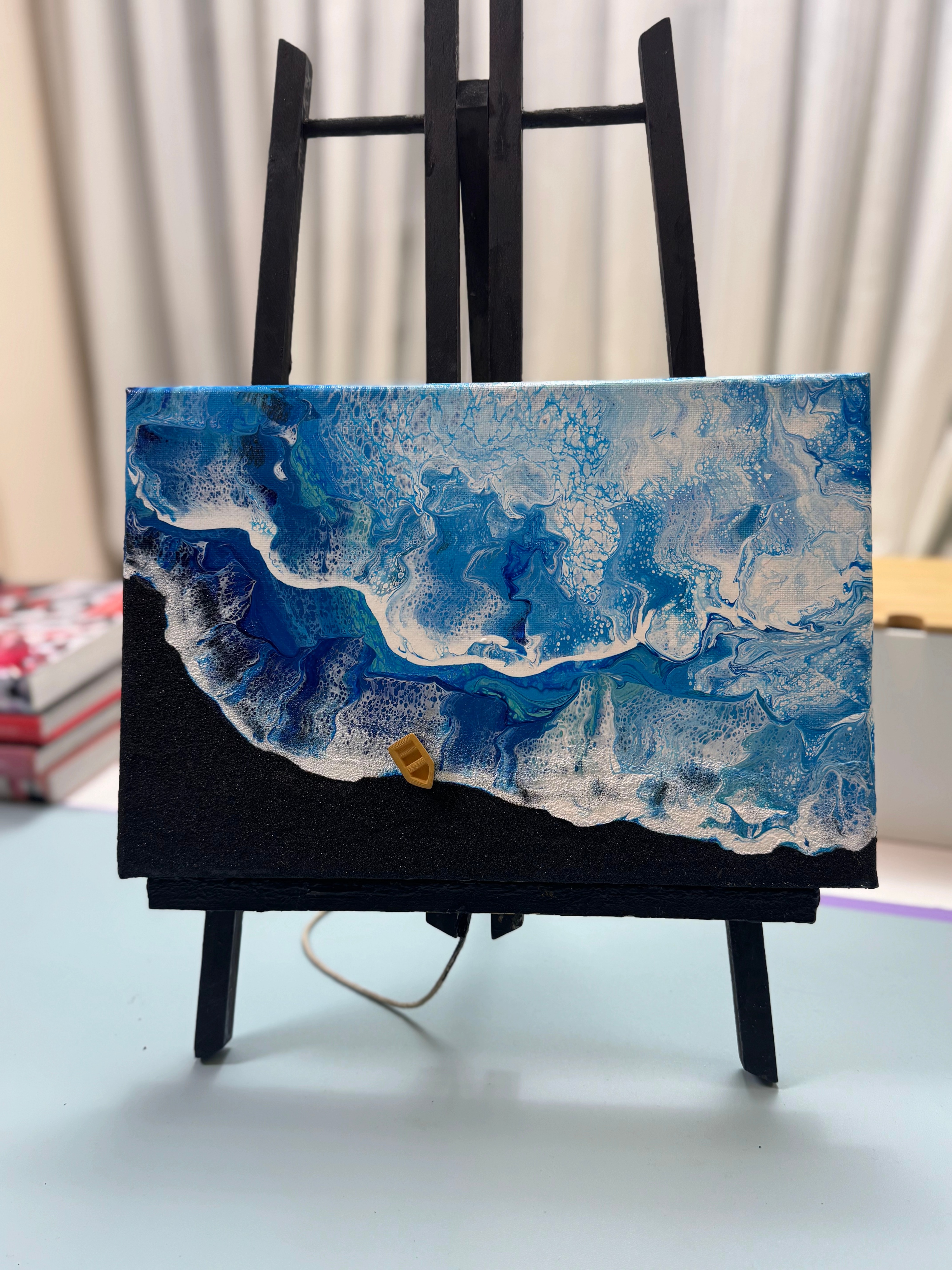 “Ocean Wave Textured Art 20×30cm” | Handmade Sea - Themed 3D Texture Painting