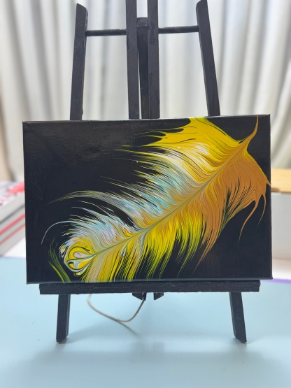 “Aurora Feather Fluid Art 20×30cm” | Handmade Luxury - Themed Fluid Painting