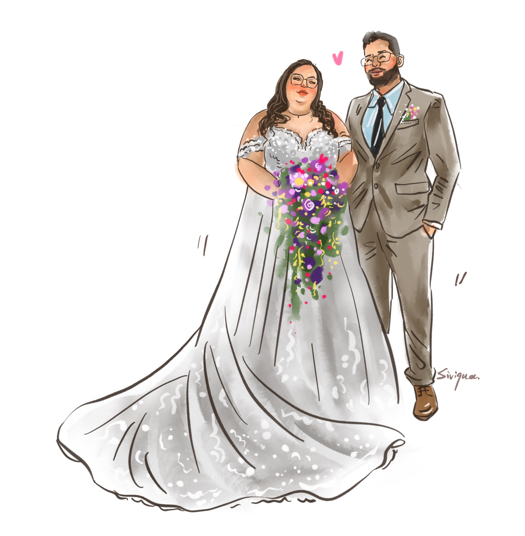 Happily Ever After: Custom Wedding Couple Portrait