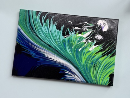 “Jellyfish in Dreamy Currents” | 20×30cm Handmade Fluid Art Canvas