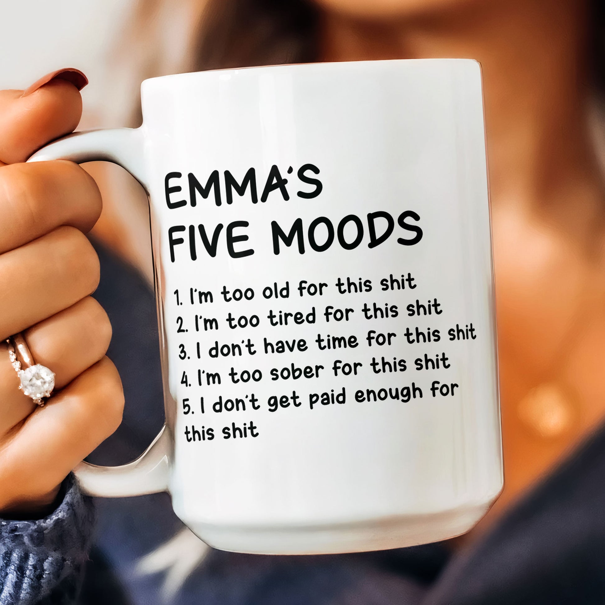 Funny Mug - My Five Moods  - Personalized Mug