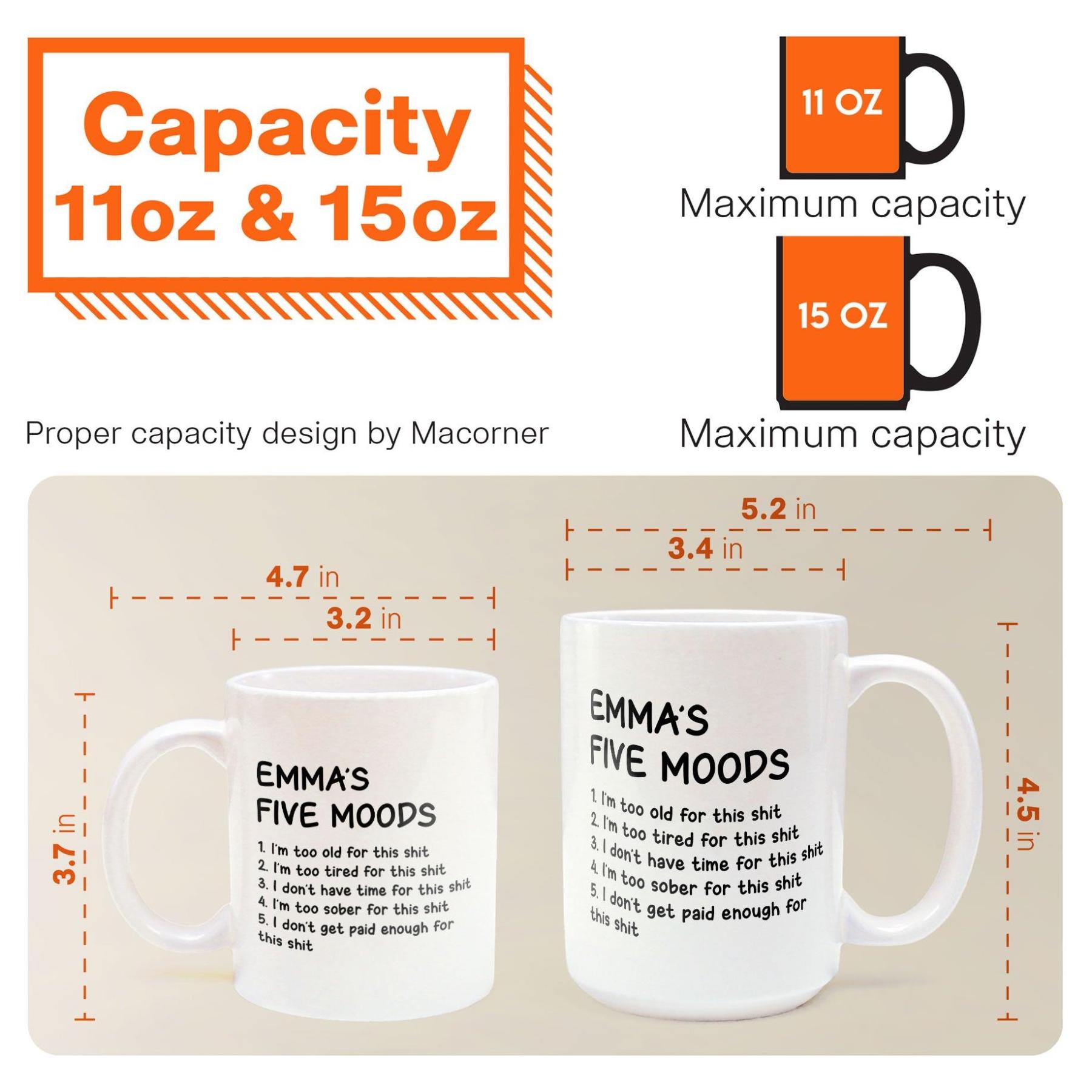 Funny Mug - My Five Moods  - Personalized Mug