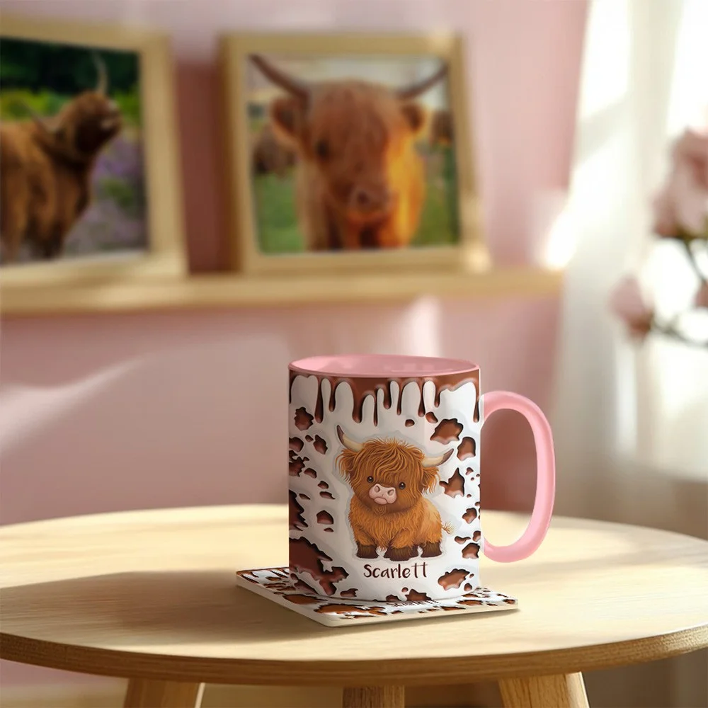 Personalized Highland Cow Mug with Name