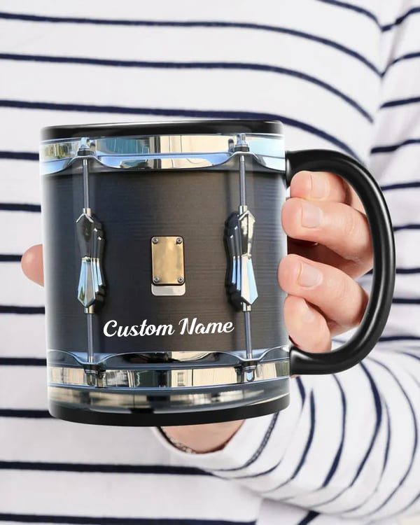 Black Vintage Drum Mug Funny Drumming Gifts, Gift for Drummer, Drumming Coffee Cup