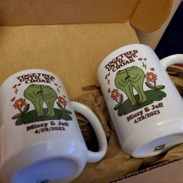 Custom Frog Mug, Personalized Couples Wedding Cup