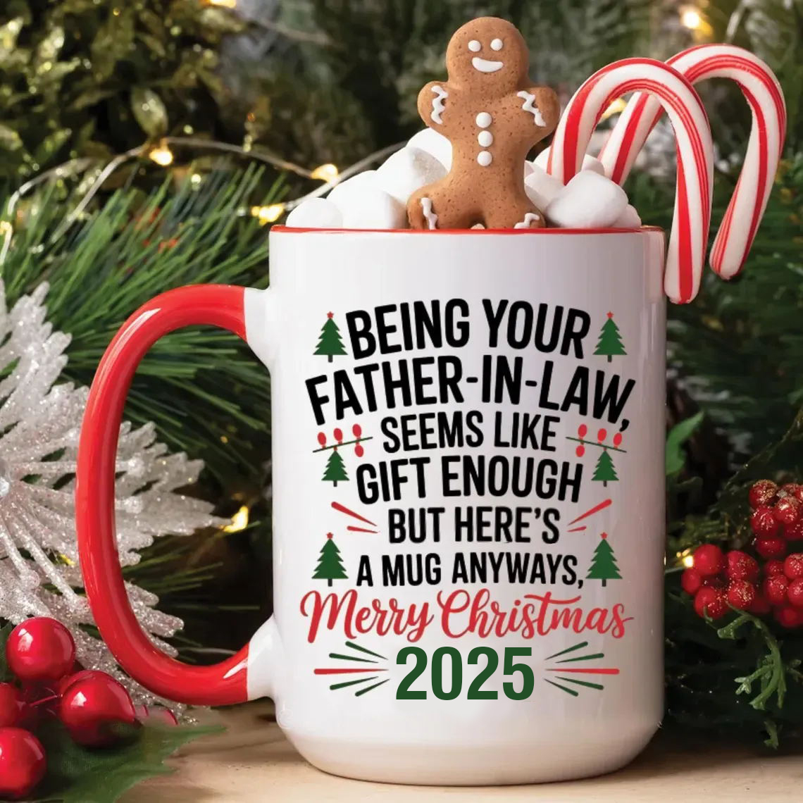 Being Your Father-In-Law Christmas Gift 2025 Colorful  Coffee Cup Mug