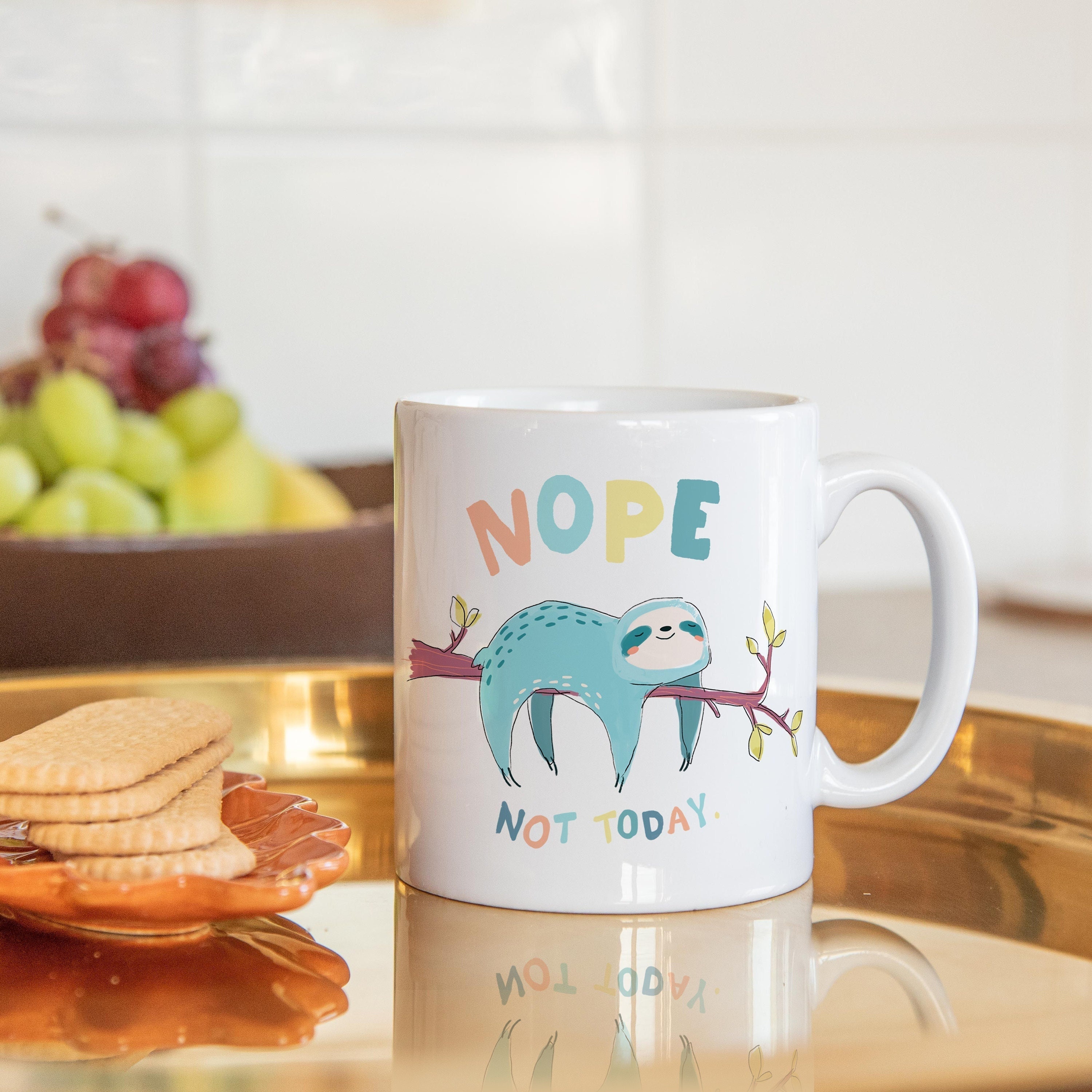 NOPE NOT TODAY sloth mug, funny gift