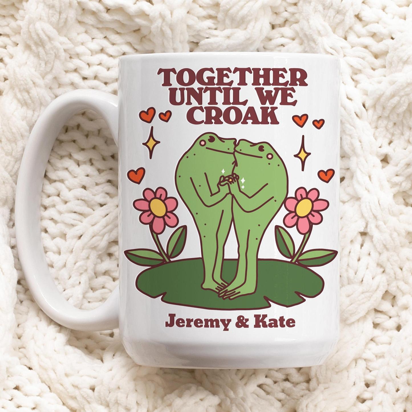 Custom Frog Mug, Personalized Couples Wedding Cup