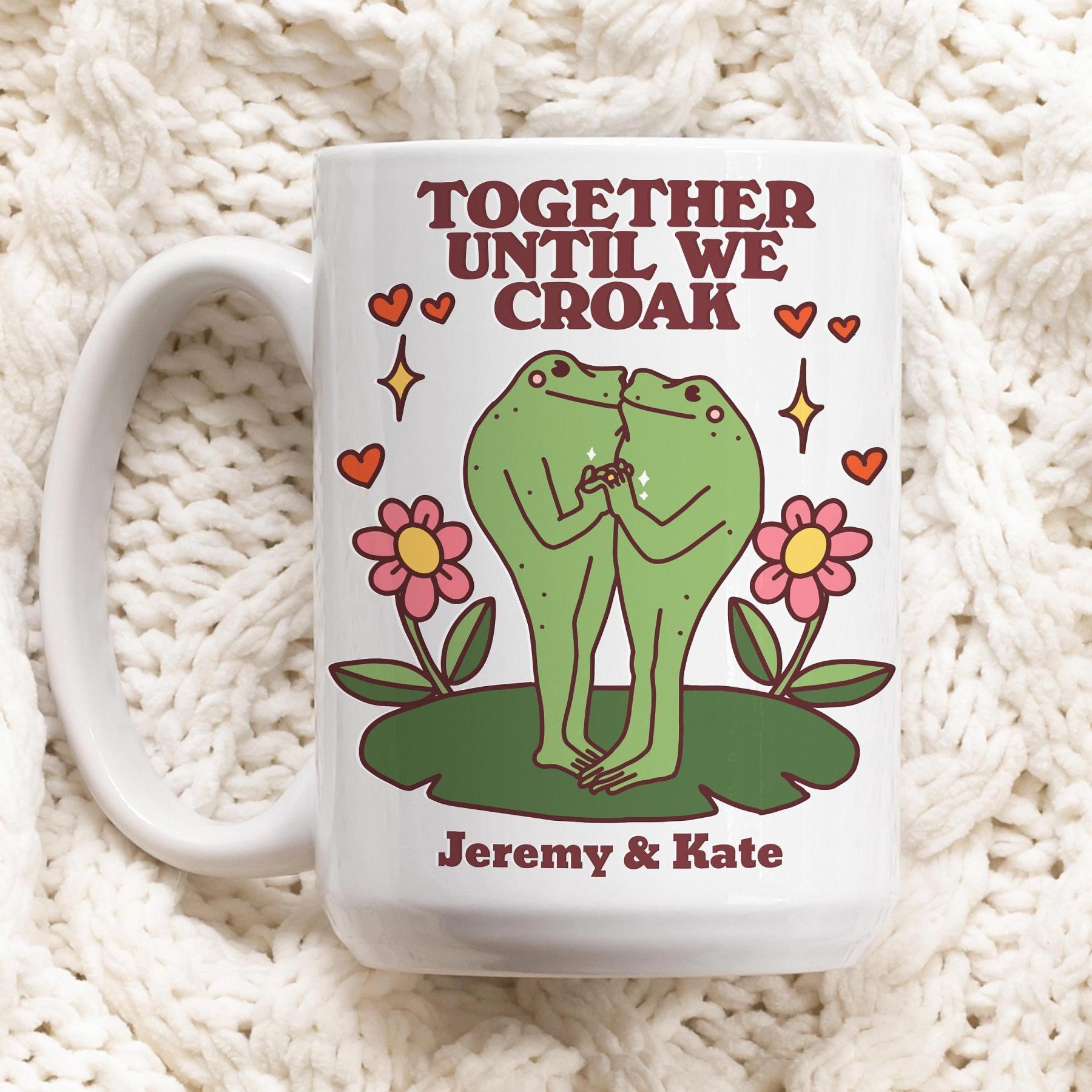 Custom Frog Mug, Personalized Couples Wedding Cup
