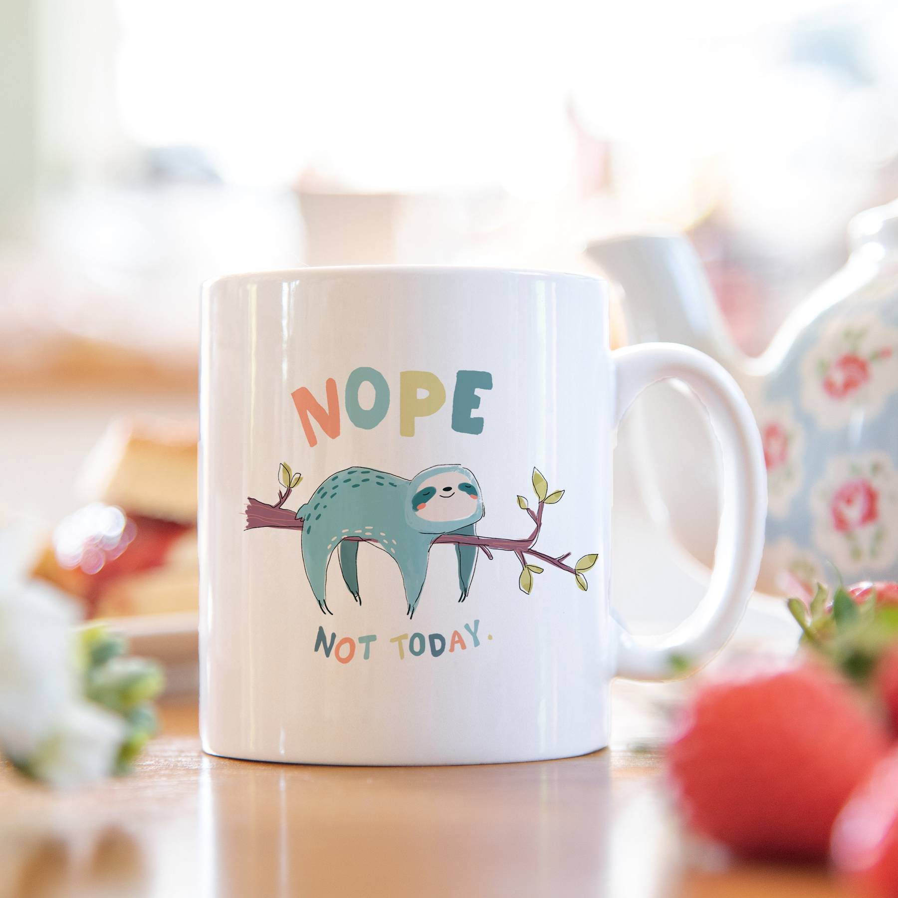 NOPE NOT TODAY sloth mug, funny gift