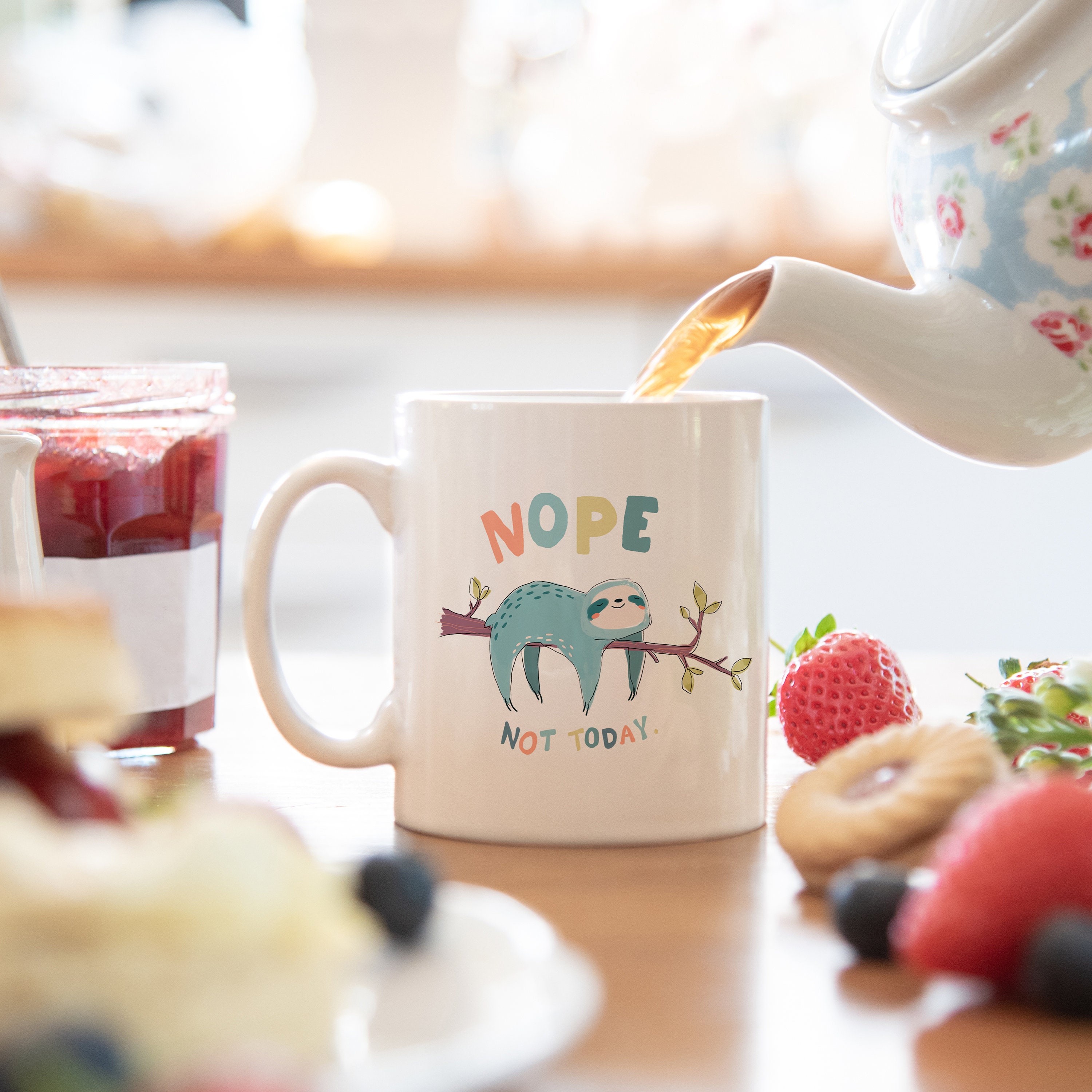NOPE NOT TODAY sloth mug, funny gift