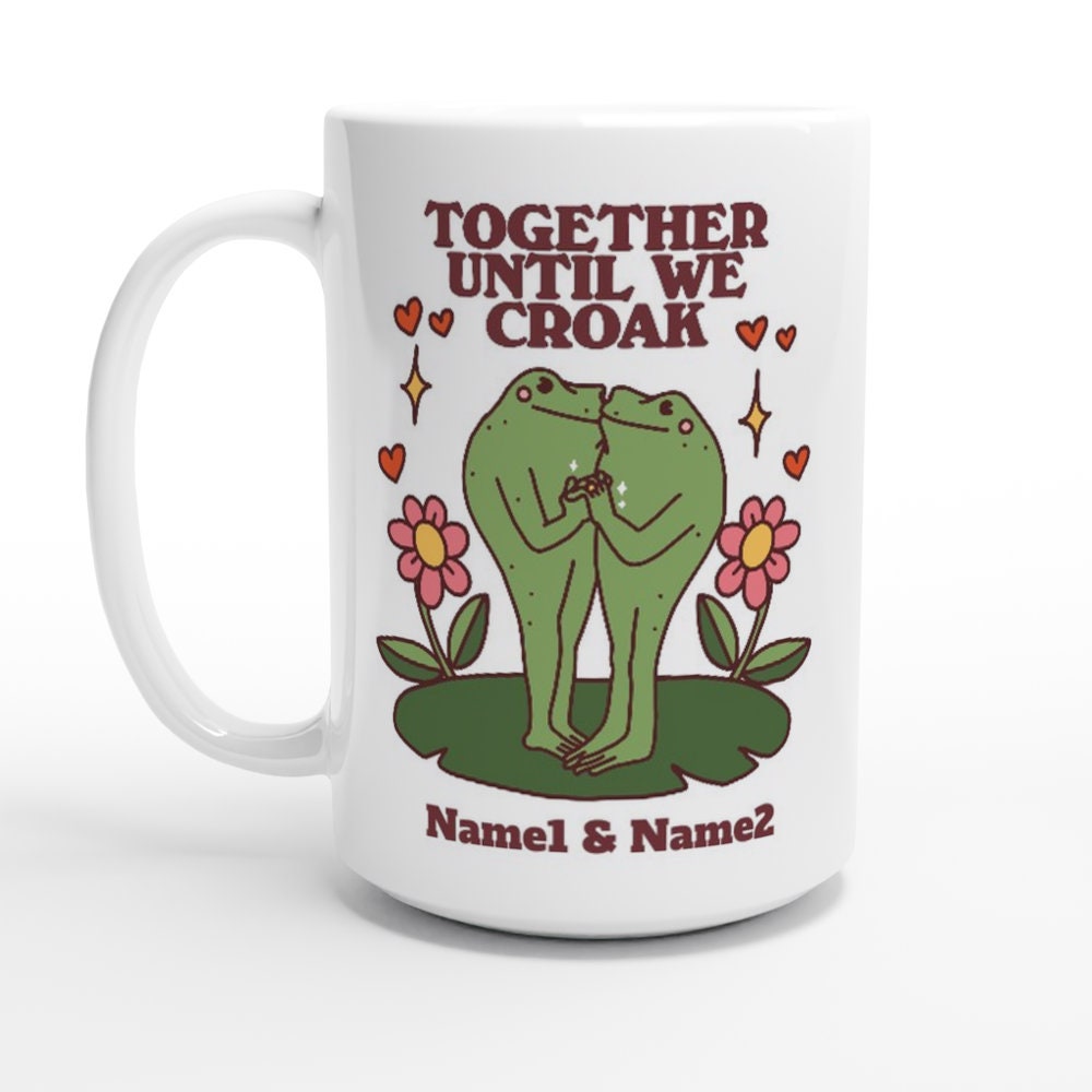 Custom Frog Mug, Personalized Couples Wedding Cup