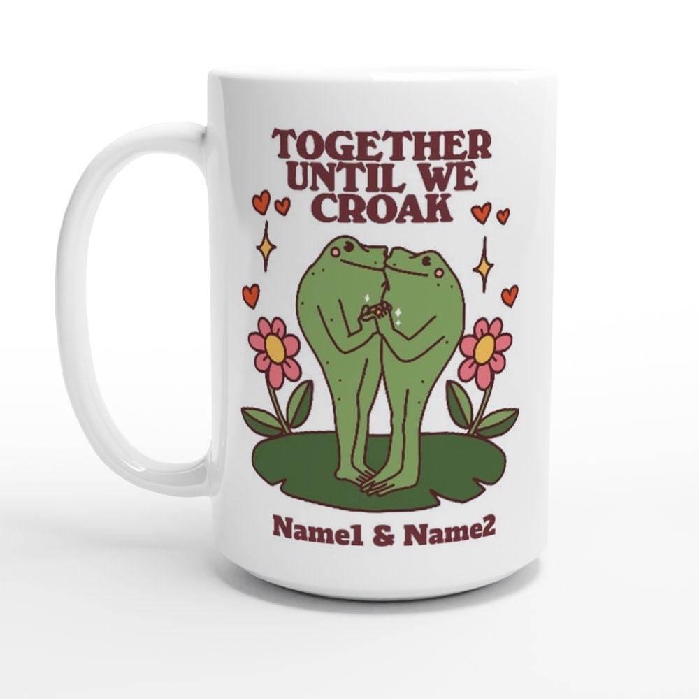 Custom Frog Mug, Personalized Couples Wedding Cup