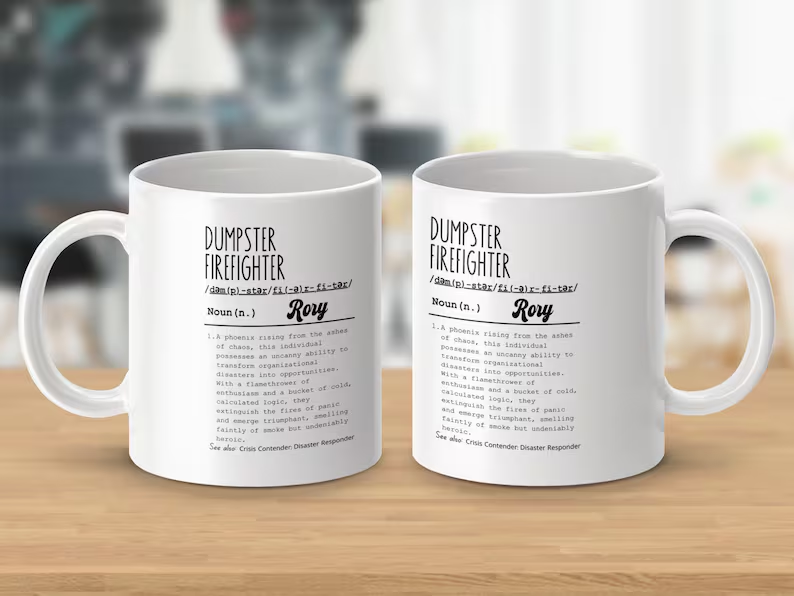 Funny Dumpster Firefighter Mug with Funny Definition