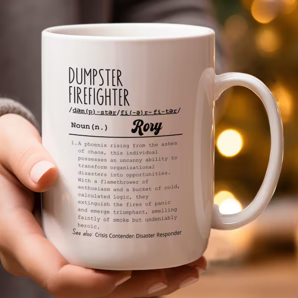 Funny Dumpster Firefighter Mug with Funny Definition