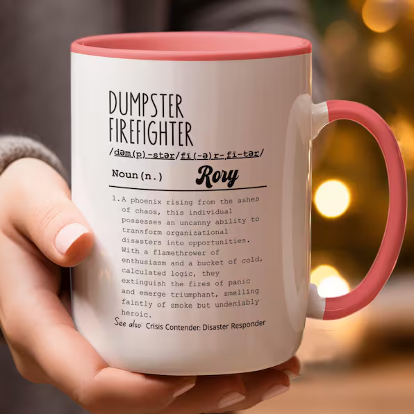 Funny Dumpster Firefighter Mug with Funny Definition