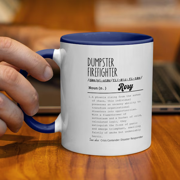 Funny Dumpster Firefighter Mug with Funny Definition