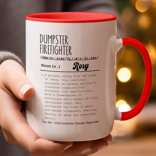 Funny Dumpster Firefighter Mug with Funny Definition
