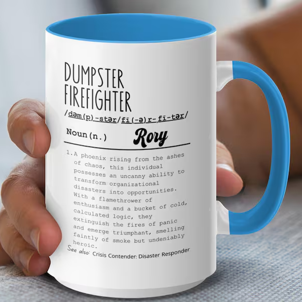 Funny Dumpster Firefighter Mug with Funny Definition