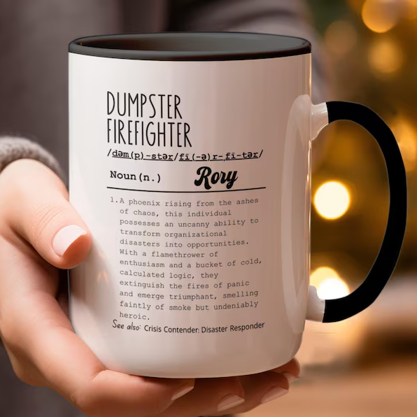 Funny Dumpster Firefighter Mug with Funny Definition