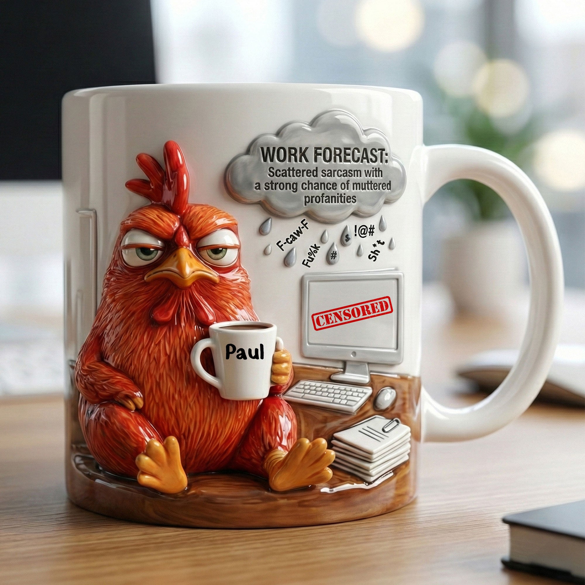 Attitude Rooster Office Worker Work Forecast Coffee Mug, Personalized Gifts For Coworker 05QHTI230126-Homacus