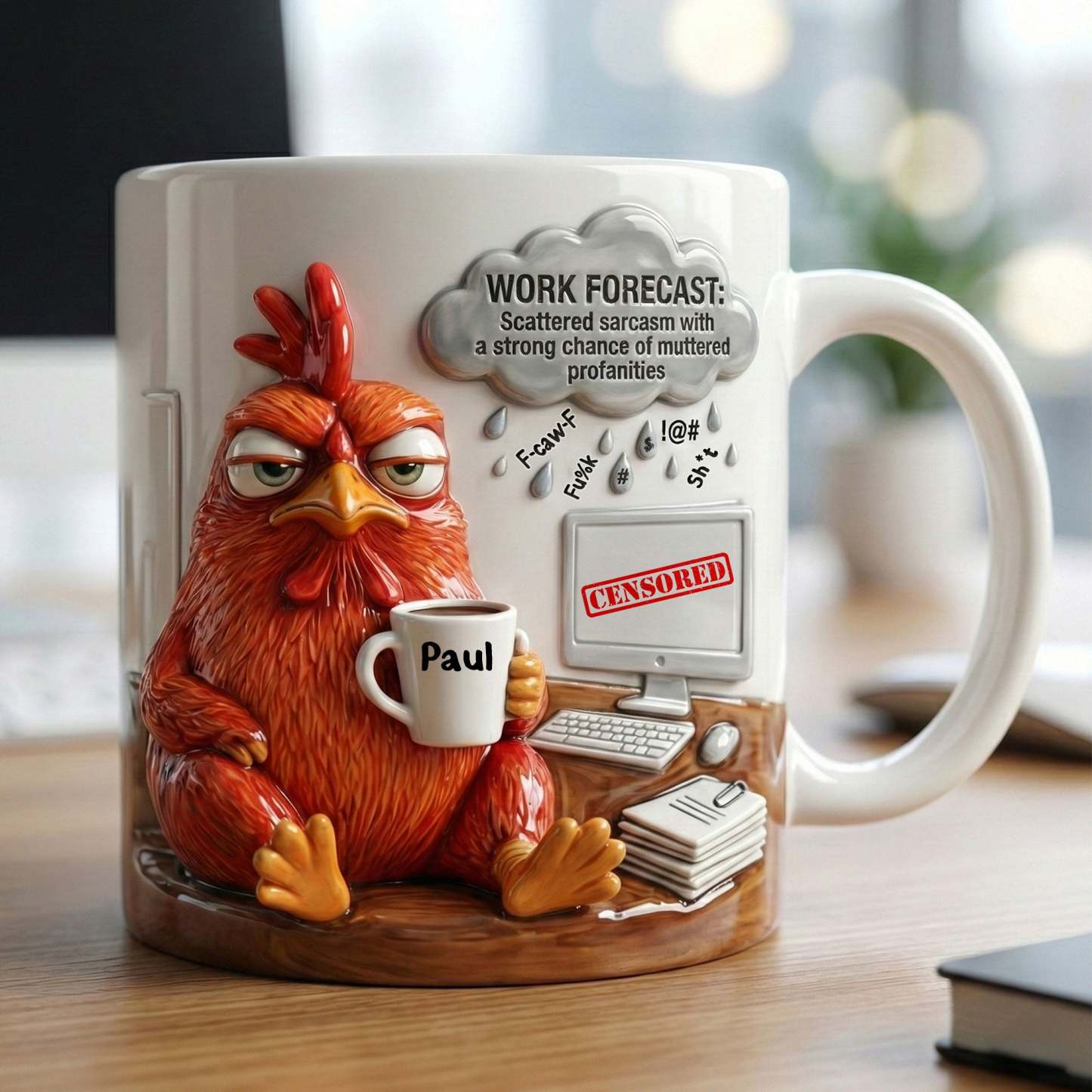 Attitude Rooster Office Worker Work Forecast Coffee Mug, Personalized Gifts For Coworker 05QHTI230126-Homacus