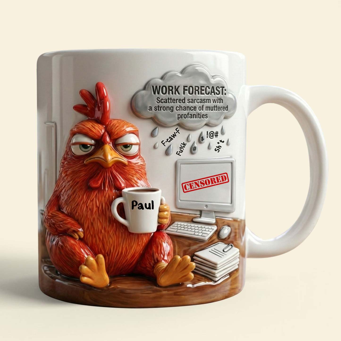 Attitude Rooster Office Worker Work Forecast Coffee Mug, Personalized Gifts For Coworker 05QHTI230126-Homacus