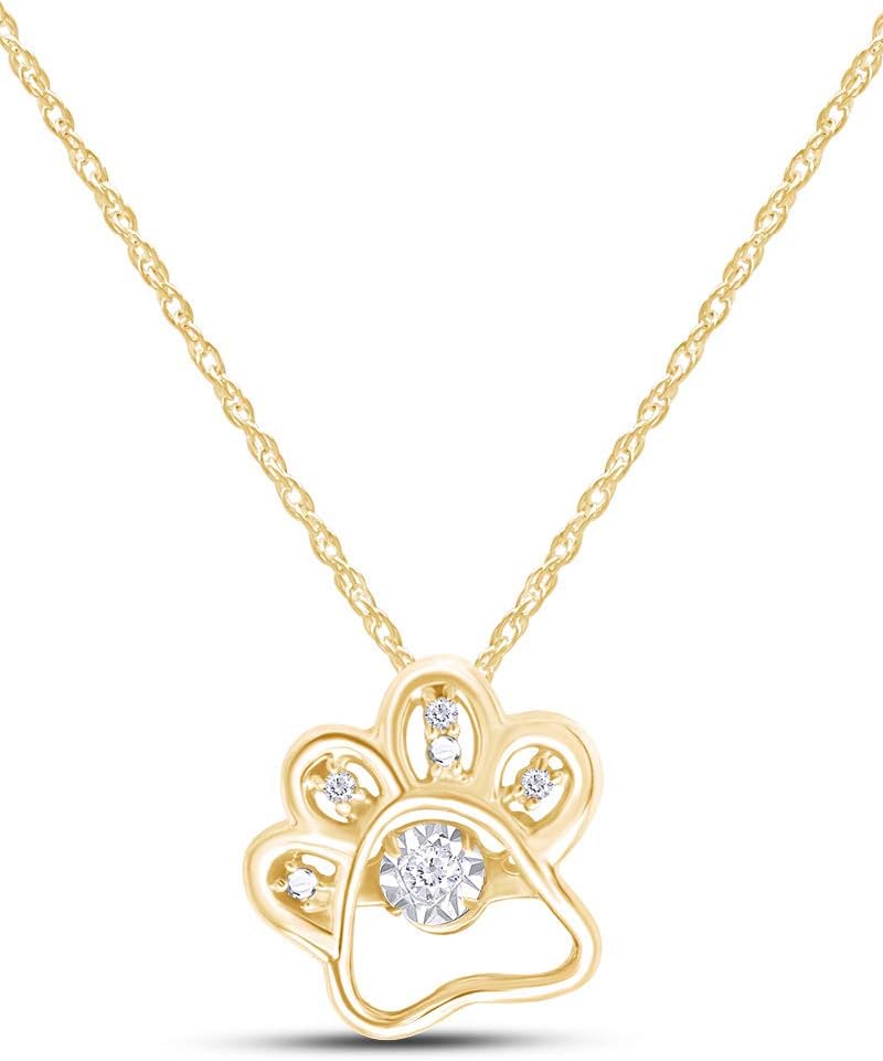 Innoven American Natural Diamond Gold Dog Claw Pendant Necklace