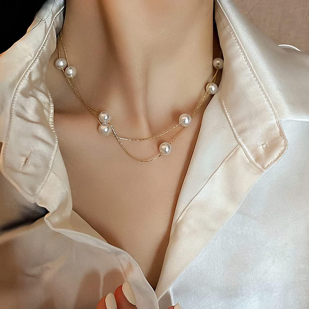 Innoven Exquisite Multi-Layer Clavicle Chain Necklace, Short Necklace Stack Pendant