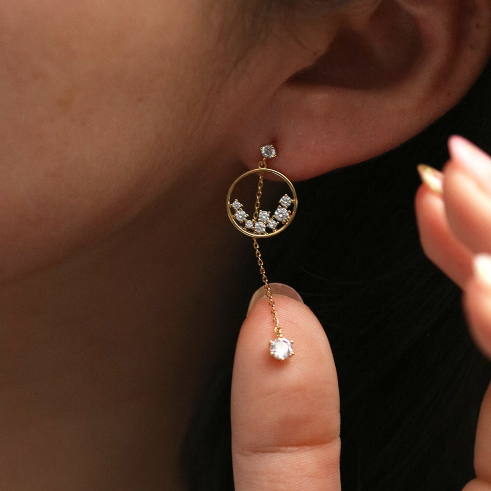 Circle cubic bunch earrings