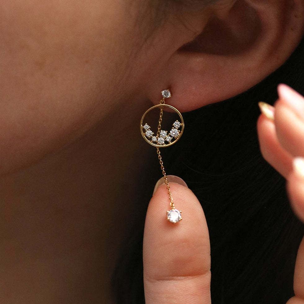 Circle cubic bunch earrings