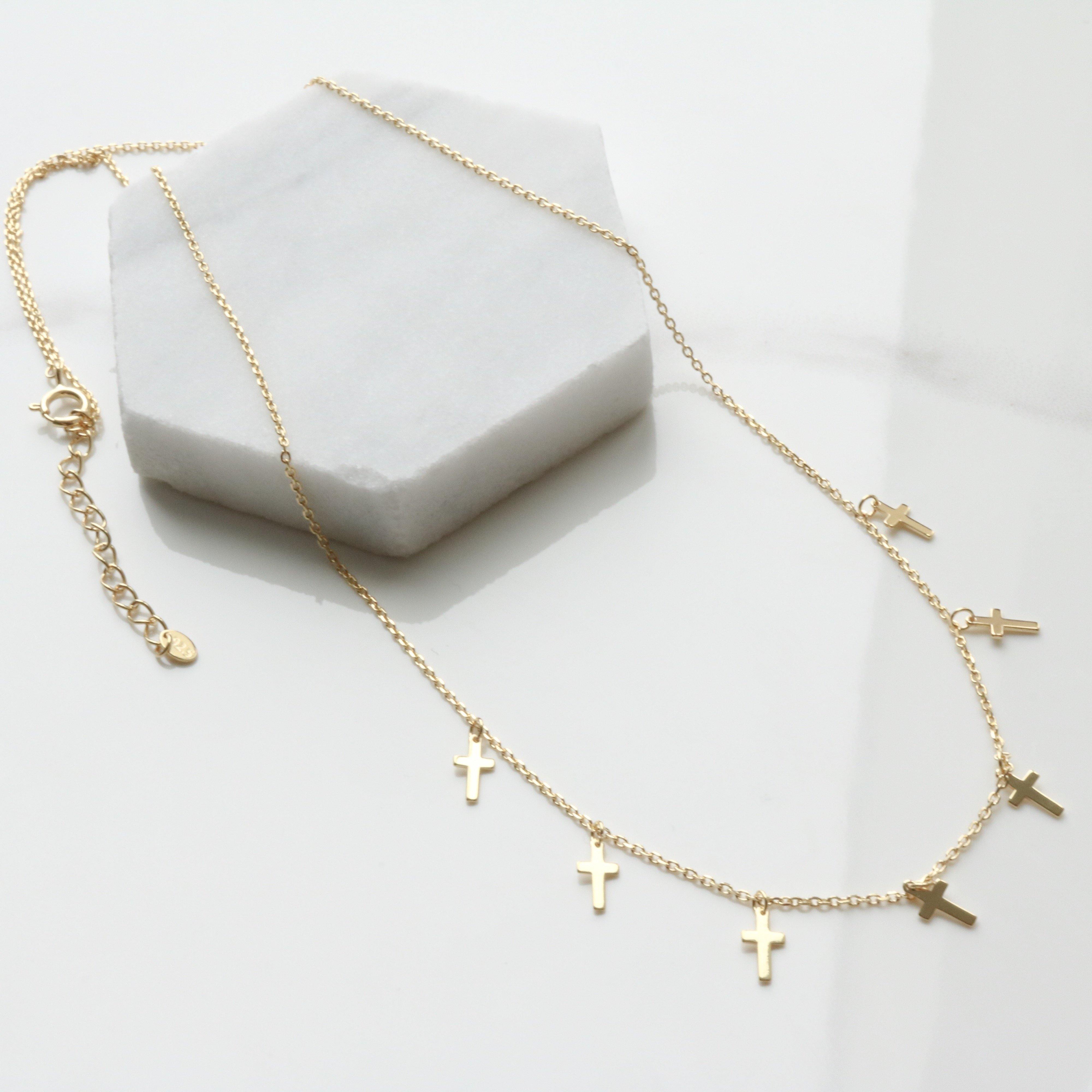 Cross drop necklace