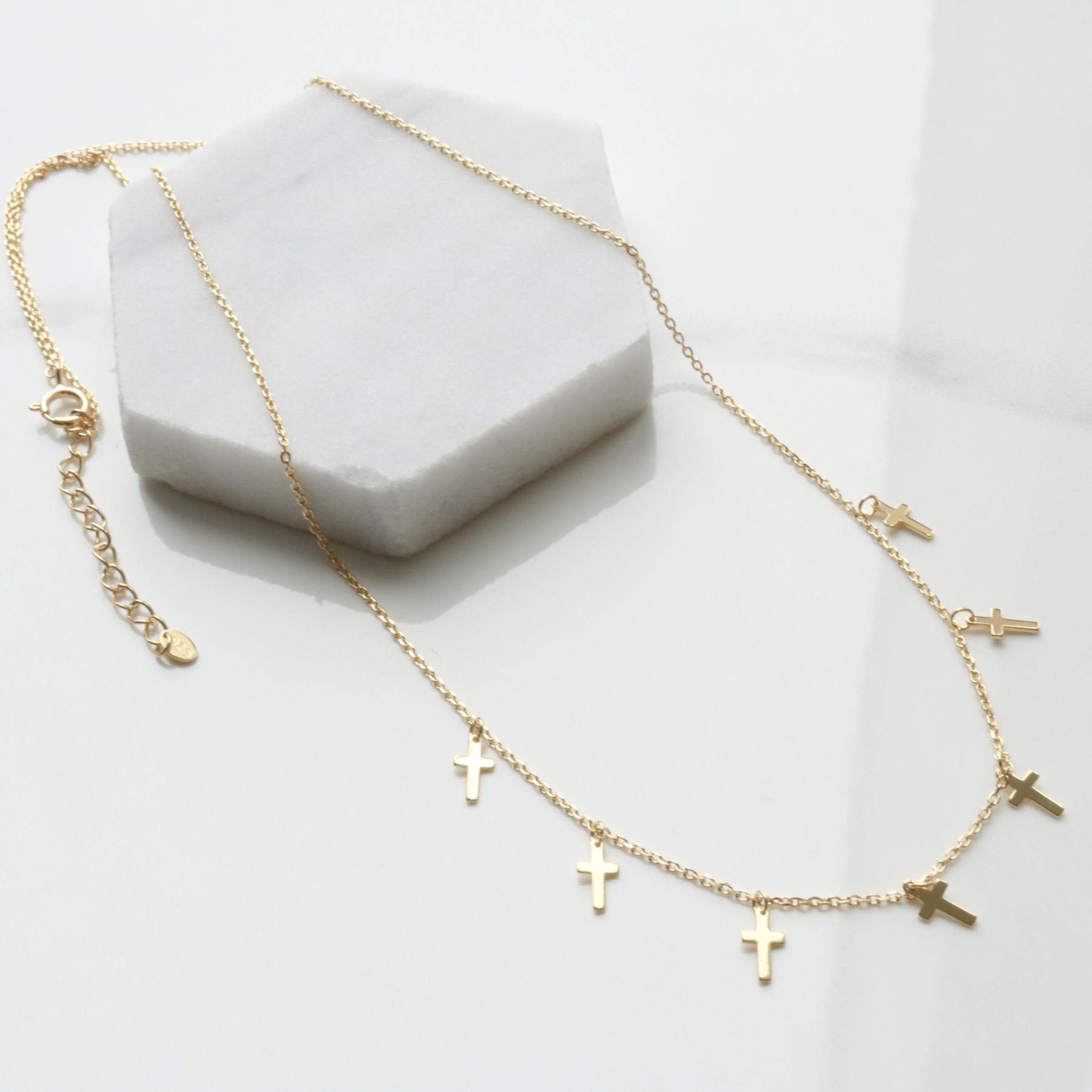 Cross drop necklace