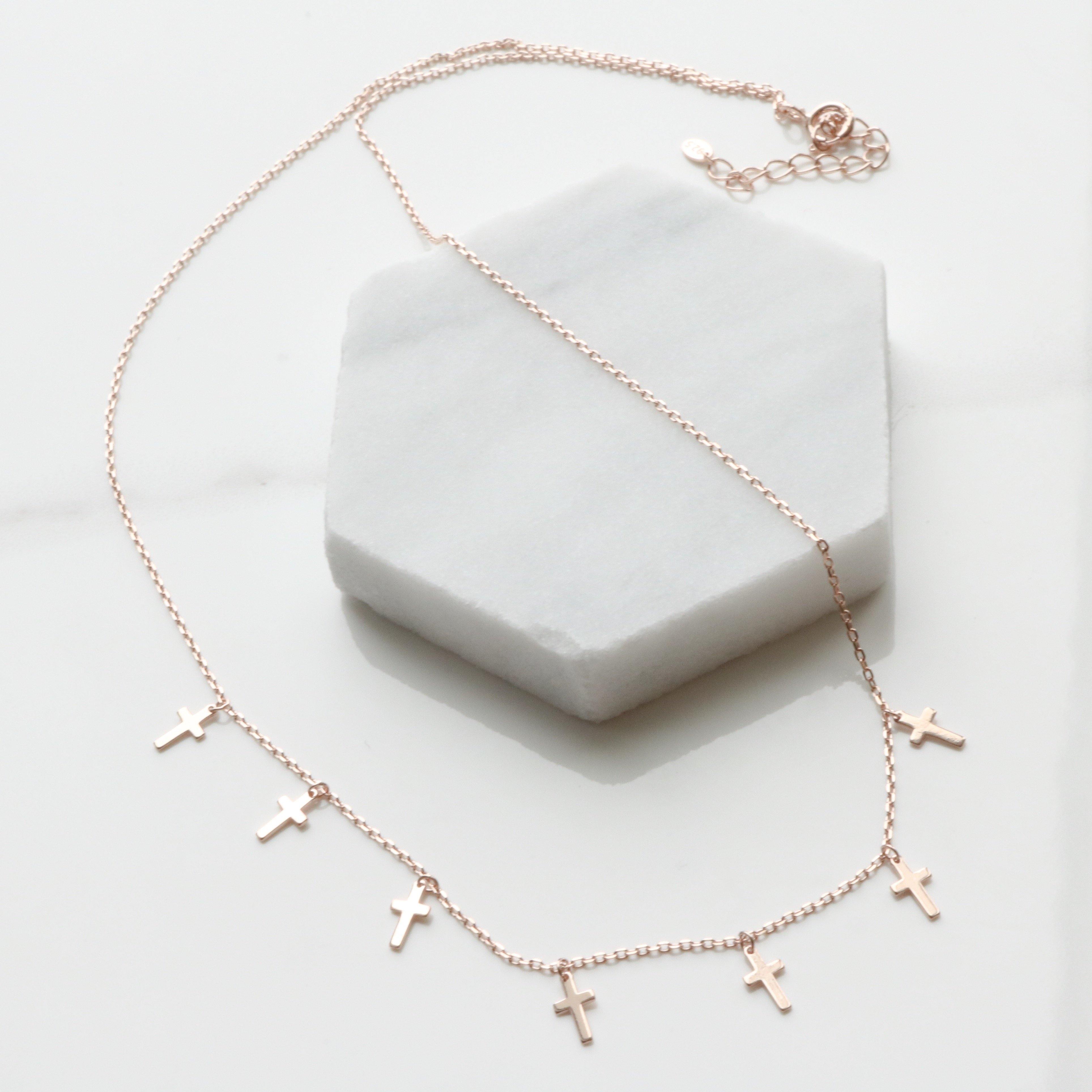 Cross drop necklace