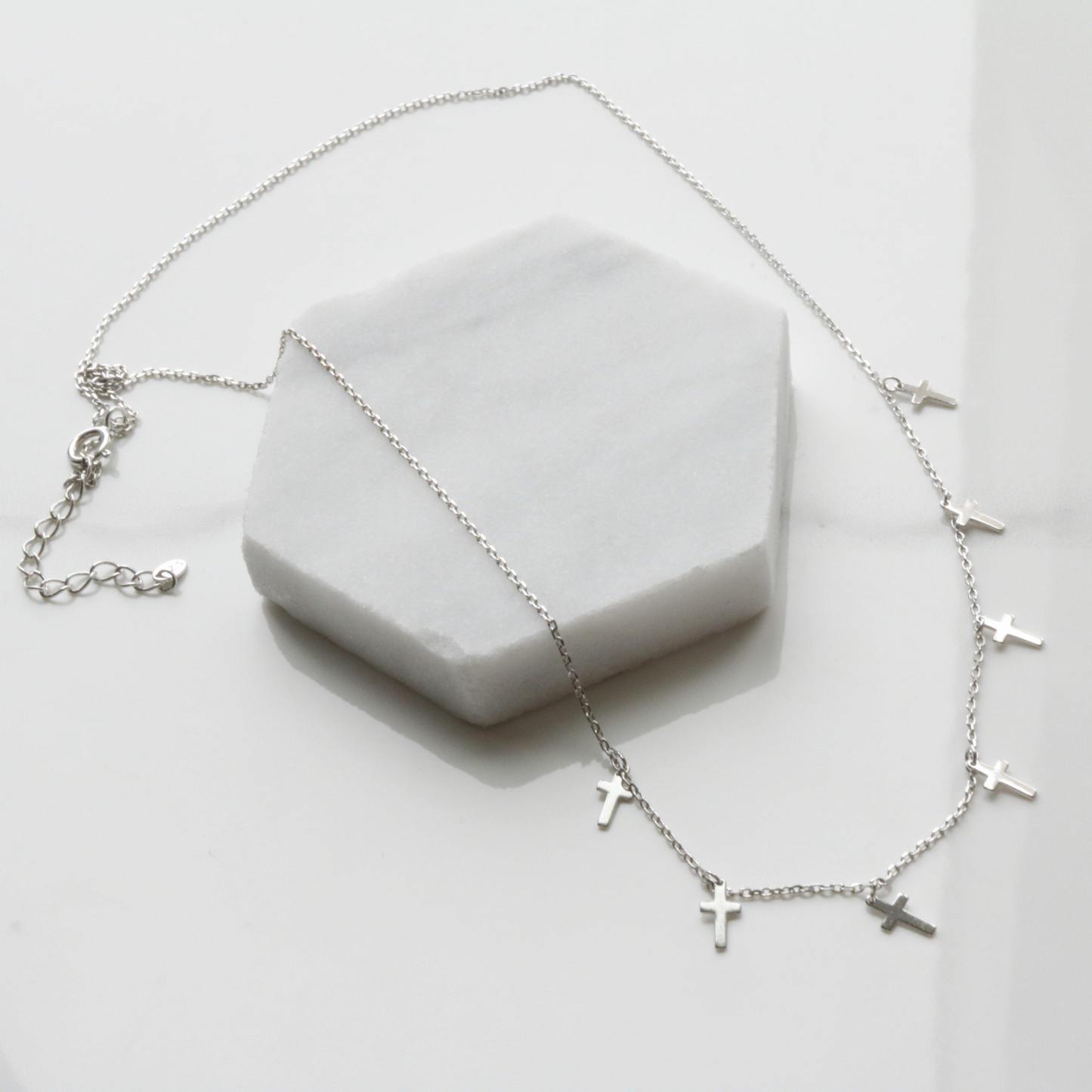 Cross drop necklace