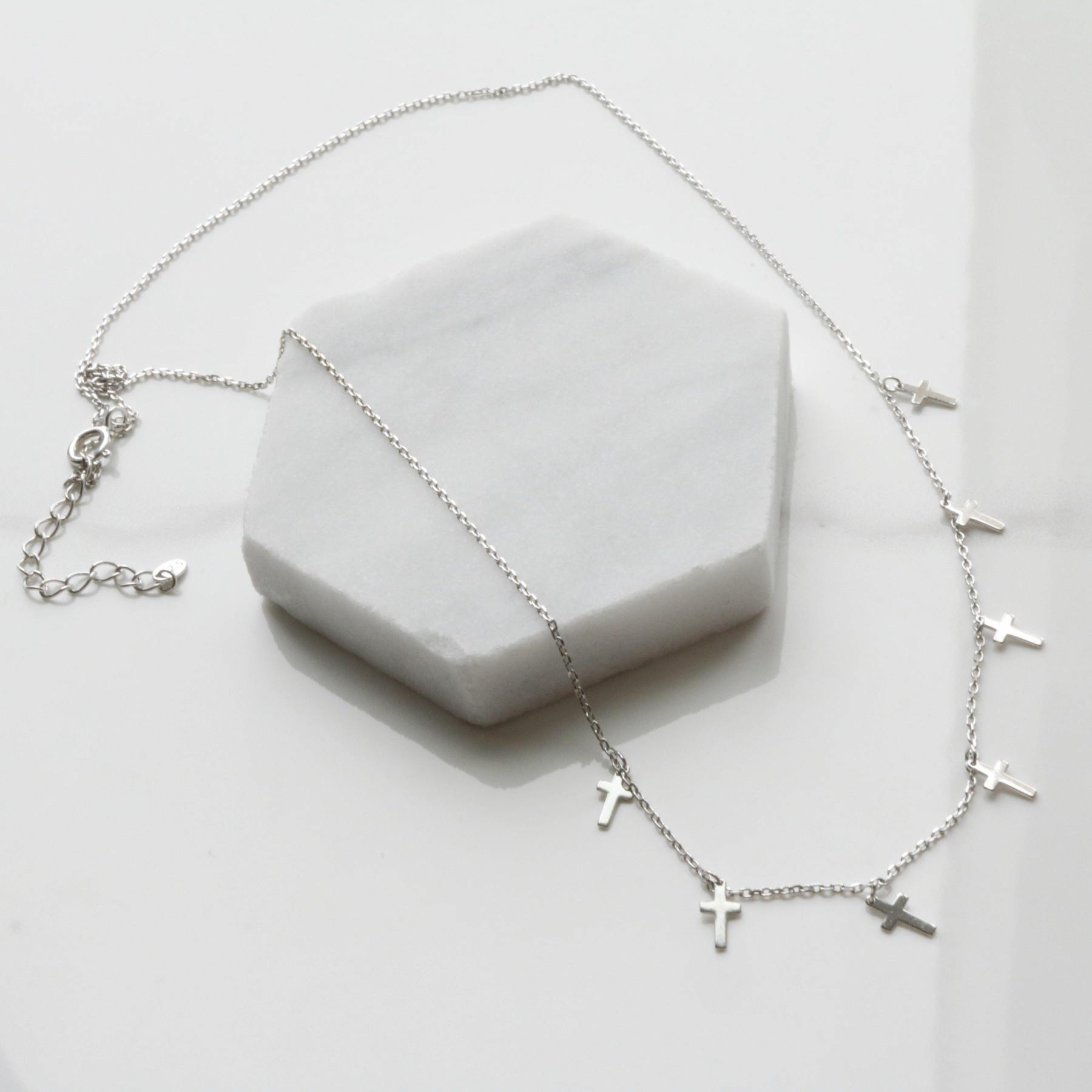 Cross drop necklace