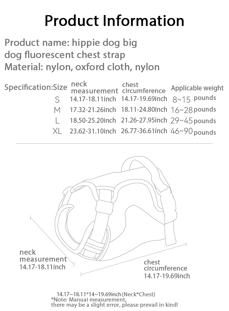 Dog LeashFluorescent Chest HarnessBlast Flush Anti BreakawayLarge Dogs