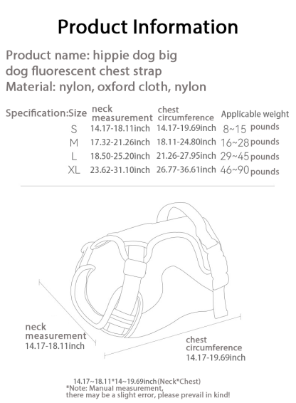 Dog LeashFluorescent Chest HarnessBlast Flush Anti BreakawayLarge Dogs