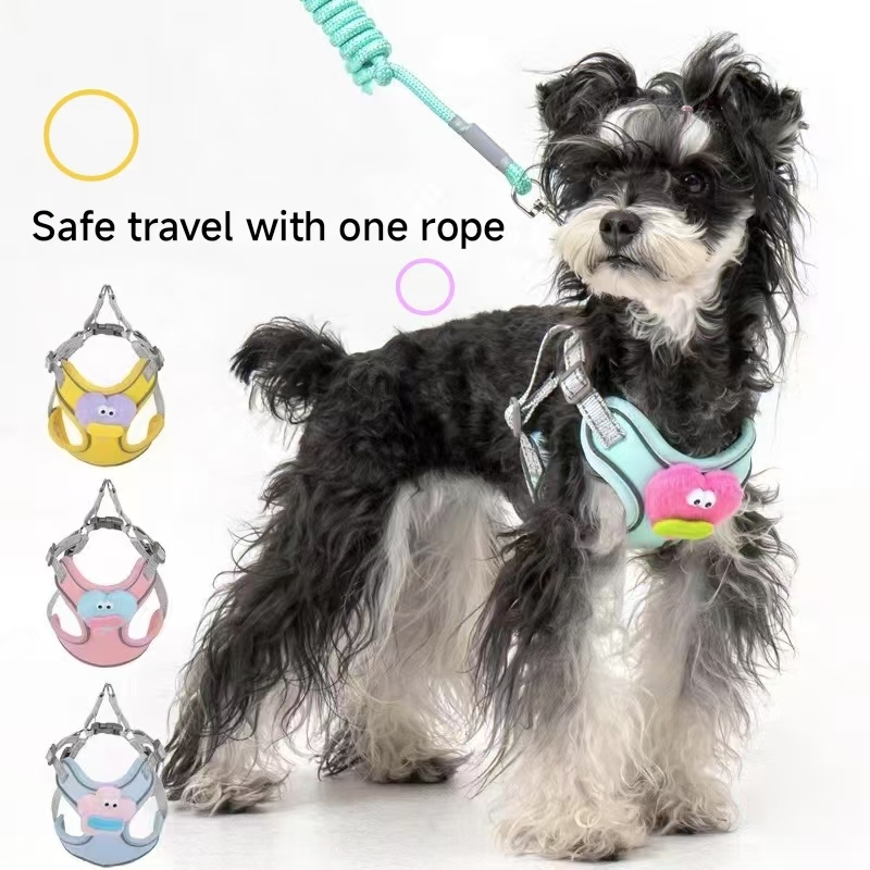 Dog leash cute chest and back explosion-proof punch line outdoor small and medium-sized dog multifunctional dog leash training dog special use
