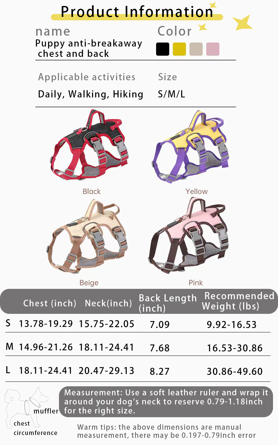 Dog Anti Breakaway Leash Vest Small And Medium Dog Walking Explosion Proof Punch